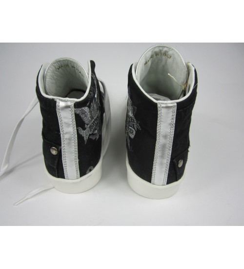 Deluxe handmade sneakers silver leather